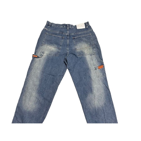 OZOC Mens Carpenter Jeans with Patches 36x33 VTG 90s Skater Hip Hop Wide Leg - Picture 2 of 9